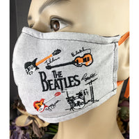 Handsewn and Machine-Embroidered Face Cover with Filter Pocket, Bendable Nose Wire, & Adjustable - Abbey Road - 5 Sizes