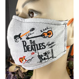 Handsewn and Machine-Embroidered Face Cover with Filter Pocket, Bendable Nose Wire, & Adjustable - Abbey Road - 5 Sizes