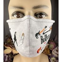 Handsewn and Machine-Embroidered Face Cover with Filter Pocket, Bendable Nose Wire, & Adjustable - Abbey Road - 5 Sizes