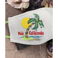 Handsewn and Machine-Embroidered Face Cover with Filter Pocket, Bendable Nose Wire, & Adjustable - Mele Kalikimaka  - 5 Sizes