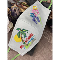Handsewn and Machine-Embroidered Face Cover with Filter Pocket, Bendable Nose Wire, & Adjustable - Mele Kalikimaka  - 5 Sizes