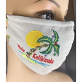 Handsewn and Machine-Embroidered Face Cover with Filter Pocket, Bendable Nose Wire, & Adjustable - Mele Kalikimaka  - 5 Sizes