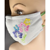 Handsewn and Machine-Embroidered Face Cover with Filter Pocket, Bendable Nose Wire, & Adjustable - Mele Kalikimaka  - 5 Sizes