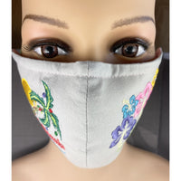 Handsewn and Machine-Embroidered Face Cover with Filter Pocket, Bendable Nose Wire, & Adjustable - Mele Kalikimaka  - 5 Sizes