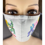 Handsewn and Machine-Embroidered Face Cover with Filter Pocket, Bendable Nose Wire, & Adjustable - Mele Kalikimaka  - 5 Sizes