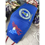 Handsewn and Machine-Embroidered Face Cover with Filter Pocket, Bendable Nose Wire, & Adjustable - USAF Veteran Personalized - 5 Sizes
