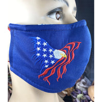 Handsewn and Machine-Embroidered Face Cover with Filter Pocket, Bendable Nose Wire, & Adjustable - USAF Veteran Personalized - 5 Sizes