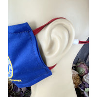 Handsewn and Machine-Embroidered Face Cover with Filter Pocket, Bendable Nose Wire, & Adjustable - USAF Veteran Personalized - 5 Sizes