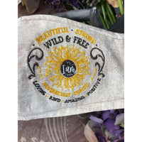 Handsewn and Machine-Embroidered Face Cover with Filter Pocket, Bendable Nose Wire, & Adjustable - Western Boots and Sunflowers - 5 Sizes