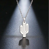 Stainless Steel Charm Necklace with 18" Chain:  Cactus