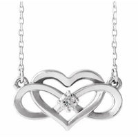 Natural Diamond .925 Sterling Silver Infinity Heart Necklace