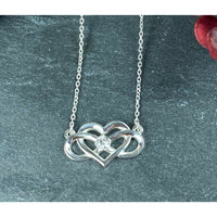 Natural Diamond .925 Sterling Silver Infinity Heart Necklace