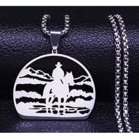 Stainless Steel Charm Necklace with 19" Chain:  Cowboy