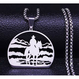 Stainless Steel Charm Necklace with 19" Chain:  Cowboy