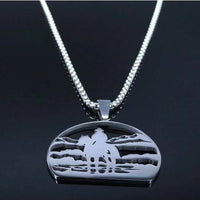 Stainless Steel Charm Necklace with 19" Chain:  Cowboy