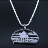 Stainless Steel Charm Necklace with 19" Chain:  Cowboy