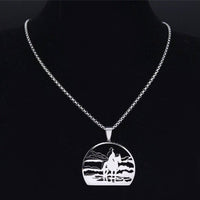 Stainless Steel Charm Necklace with 19" Chain:  Cowboy
