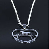 Stainless Steel Charm Necklace with 19" Chain:  Horse Heartbeat