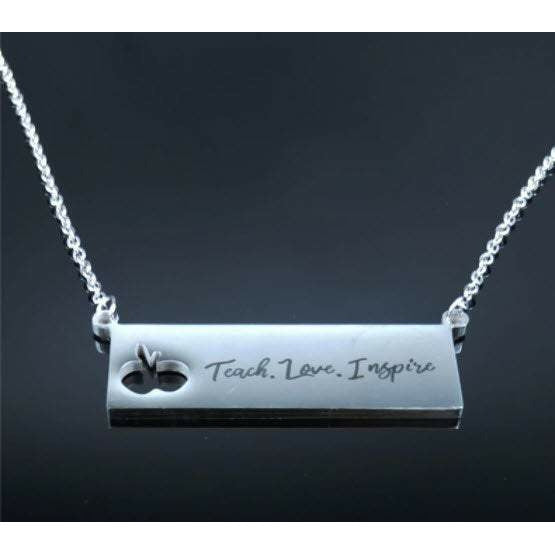 Stainless Steel Charm Necklace with 18" Chain:  Teach Love Inspire