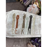 Handsewn and Machine-Embroidered Face Mask with Filter Pocket, Bendable Nose Wire, & Adjustable - Be Kind  - 5 Sizes