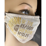 Handsewn and Machine-Embroidered Face Mask with Filter Pocket, Bendable Nose Wire, & Adjustable - Be Kind  - 5 Sizes