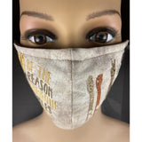 Handsewn and Machine-Embroidered Face Mask with Filter Pocket, Bendable Nose Wire, & Adjustable - Be Kind  - 5 Sizes