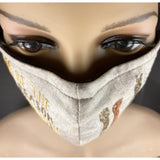 Handsewn and Machine-Embroidered Face Mask with Filter Pocket, Bendable Nose Wire, & Adjustable - Be Kind  - 5 Sizes