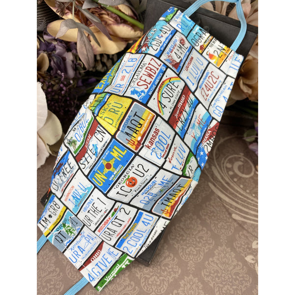 Handsewn Face Mask with Filter Pocket & Bendable Nose Wire - License Plates - 5 Sizes