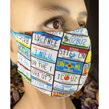 Handsewn Face Mask with Filter Pocket & Bendable Nose Wire - License Plates - 5 Sizes
