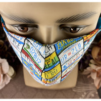 Handsewn Face Mask with Filter Pocket & Bendable Nose Wire - License Plates - 5 Sizes