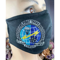 Handsewn and Machine-Embroidered Face Cover with Filter Pocket, Bendable Nose Wire, & Adjustable - USAF CCT - 5 Sizes