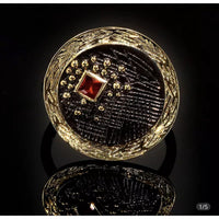 Sterling Silver Two-Tone w/ Garnet Crystal Stone Artisan Textured & Patina Ring