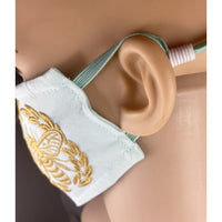 Handsewn and Machine-Embroidered Face Mask with Filter Pocket, Bendable Nose Wire, & Adjustable - Golden Queen Bee - 5 Sizes