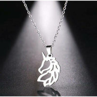 Stainless Steel Necklace with Beautiful Horse Charm and 18" Chain: 2 Color Options