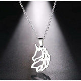 Stainless Steel Necklace with Beautiful Horse Charm and 18" Chain: 2 Color Options