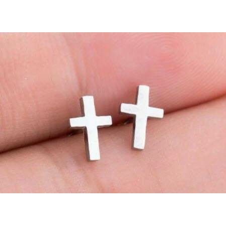 Super Cute Stainless Steel Cross Post Earrings
