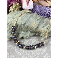 Dainty and Sparkly Natural Garnet & Gold-Plated Sterling Beads with Adjustable Stainless Steel Box Chain Bracelet