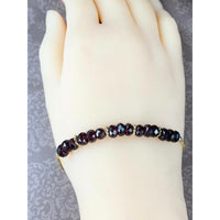 Dainty and Sparkly Natural Garnet & Gold-Plated Sterling Beads with Adjustable Stainless Steel Box Chain Bracelet