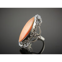 Italian Coral Sterling Silver Ring – Size 9.0