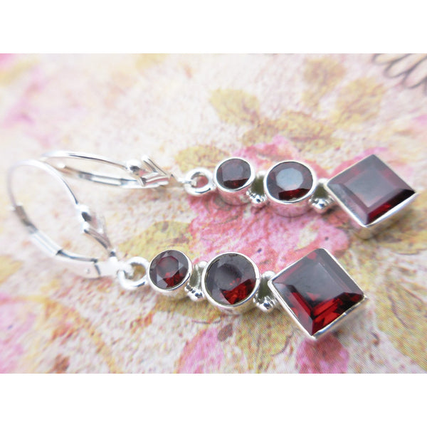 Garnet Sterling Silver Earrings
