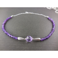 Amethyst Bead Necklace w/Sterling Silver Chain & Clasp