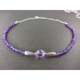 Amethyst Bead Necklace w/Sterling Silver Chain & Clasp