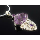 Amethyst (Rough & Faceted) Sterling Silver Pendant/Necklace