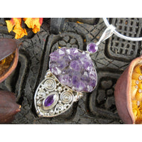 Amethyst (Rough & Faceted) Sterling Silver Pendant/Necklace