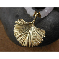 Gold-Filled Rose Quartz Gemstone Ginkgo Leaf Necklace