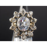Alexandrite (Lab) & Herkimer Diamond (Quartz) Sterling Silver Ring - Size 7