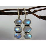 3-Stone Moonstone Sterling Silver Earrings