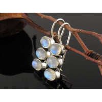 3-Stone Moonstone Sterling Silver Earrings