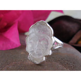 Hand Carved Moonstone Sterling Silver Buddha Ring – Size 8.50