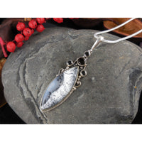 Dendritic Opal & Smoky Topaz & Onyx Sterling Silver Pendant/Necklace